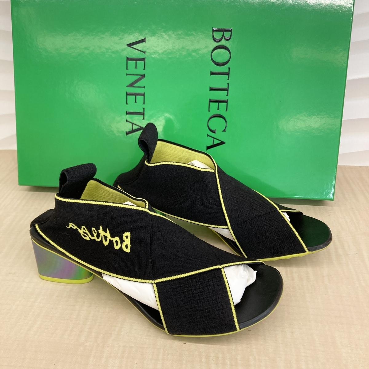 BOTTEGAVENETA Bottega Veneta Flex сандалии 36 23cm женский черный / зеленый б/у 