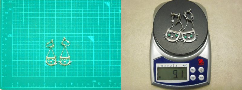 #44425 ◇美品◇ クリスチャン ディオール Christian Dior イヤリング Dロゴ 猫 キャット ネコ シルバーカラー アクセサリー_画像10