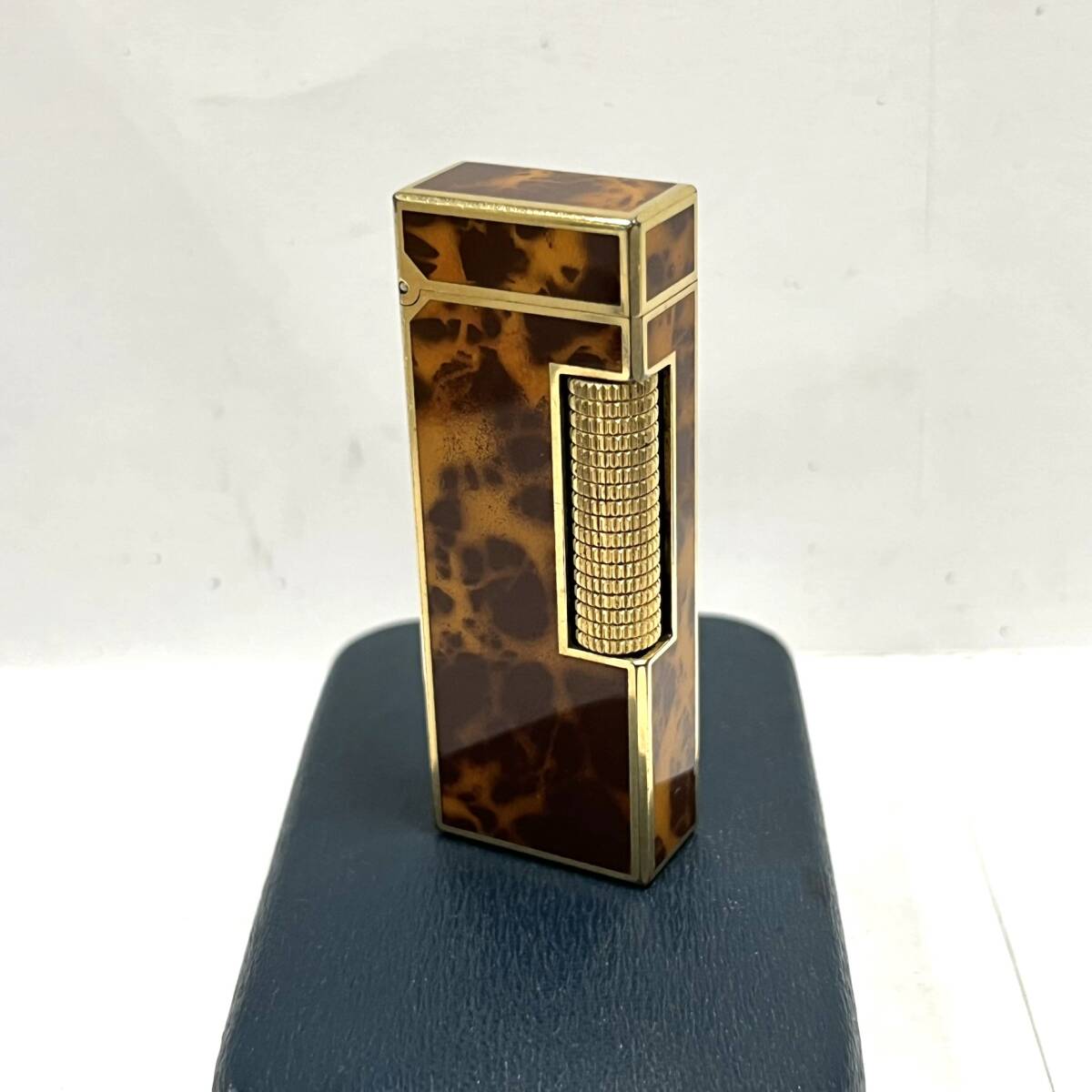 Dunhill ダンヒル 人気 ローラー式 ガスライター US.RE24163 マーブル ブラウン ケース付き 喫煙グッズ 喫煙具 火花確認_画像2