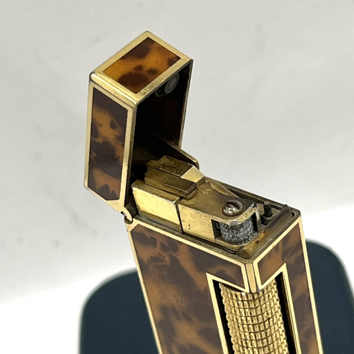 Dunhill ダンヒル 人気 ローラー式 ガスライター US.RE24163 マーブル ブラウン ケース付き 喫煙グッズ 喫煙具 火花確認_画像8