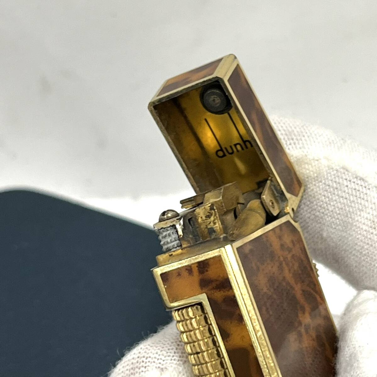 Dunhill ダンヒル 人気 ローラー式 ガスライター US.RE24163 マーブル ブラウン ケース付き 喫煙グッズ 喫煙具 火花確認_画像9