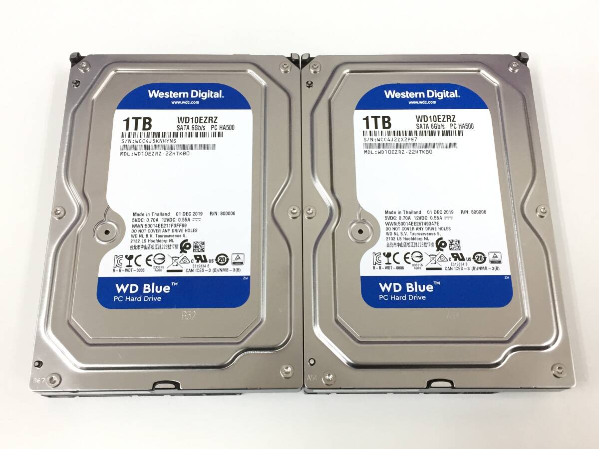 〇【2台セット】Western Digital WD10EZRZ 1TB SATA 3.5インチ 消去済 ハードディスク 動作品_画像1