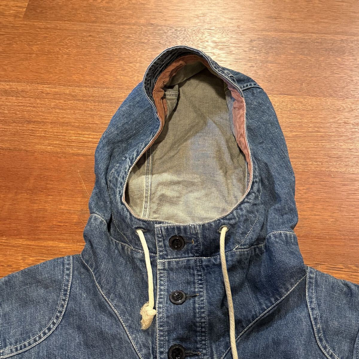 STUDIO D'ARTISAN ステュディオダルチザン US NAVY デニムパーカー サイズ表記44 D4403 中古品 日本製 ユーズド加工　カバーオール デニム_画像4