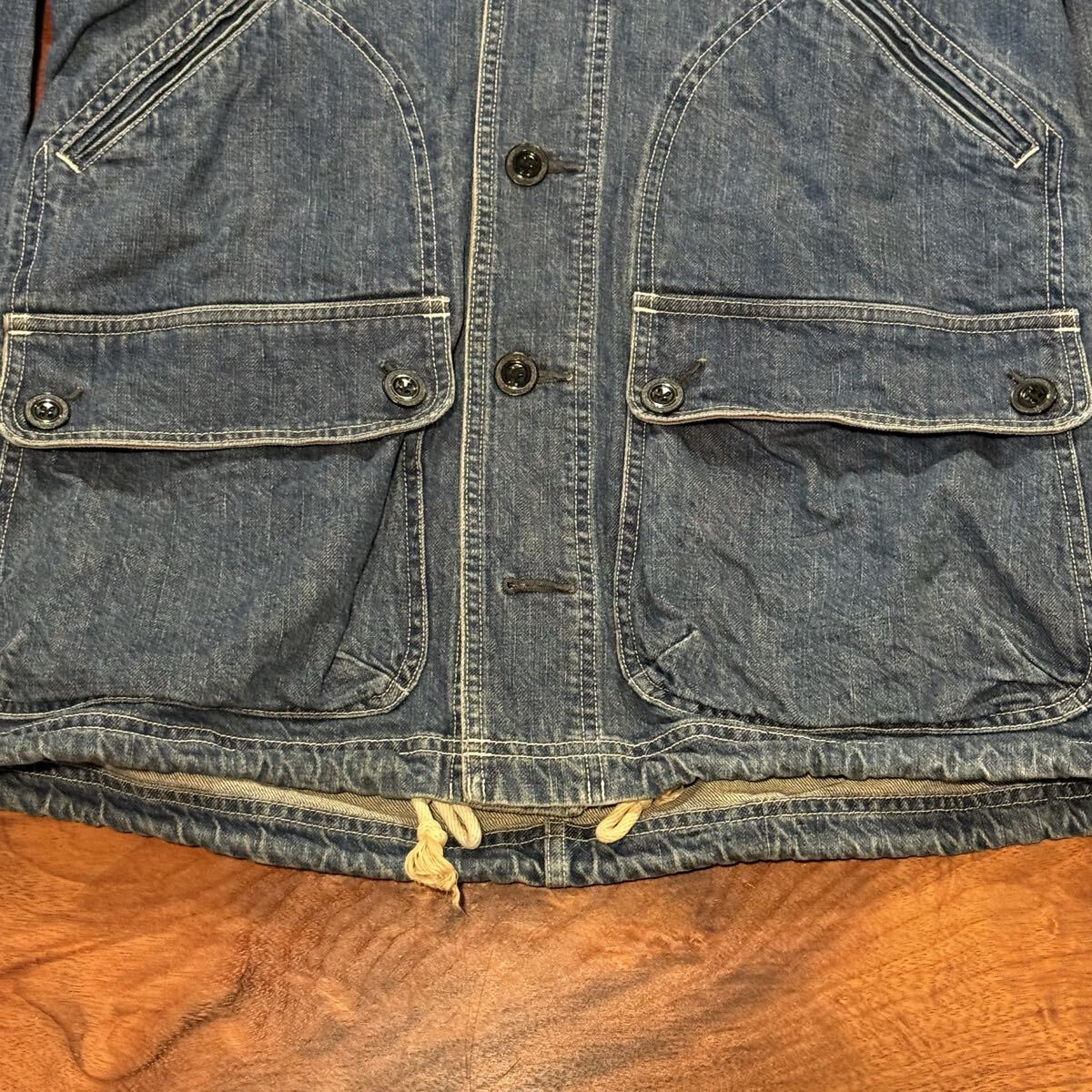 STUDIO D'ARTISAN ステュディオダルチザン US NAVY デニムパーカー サイズ表記44 D4403 中古品 日本製 ユーズド加工　カバーオール デニム_画像5