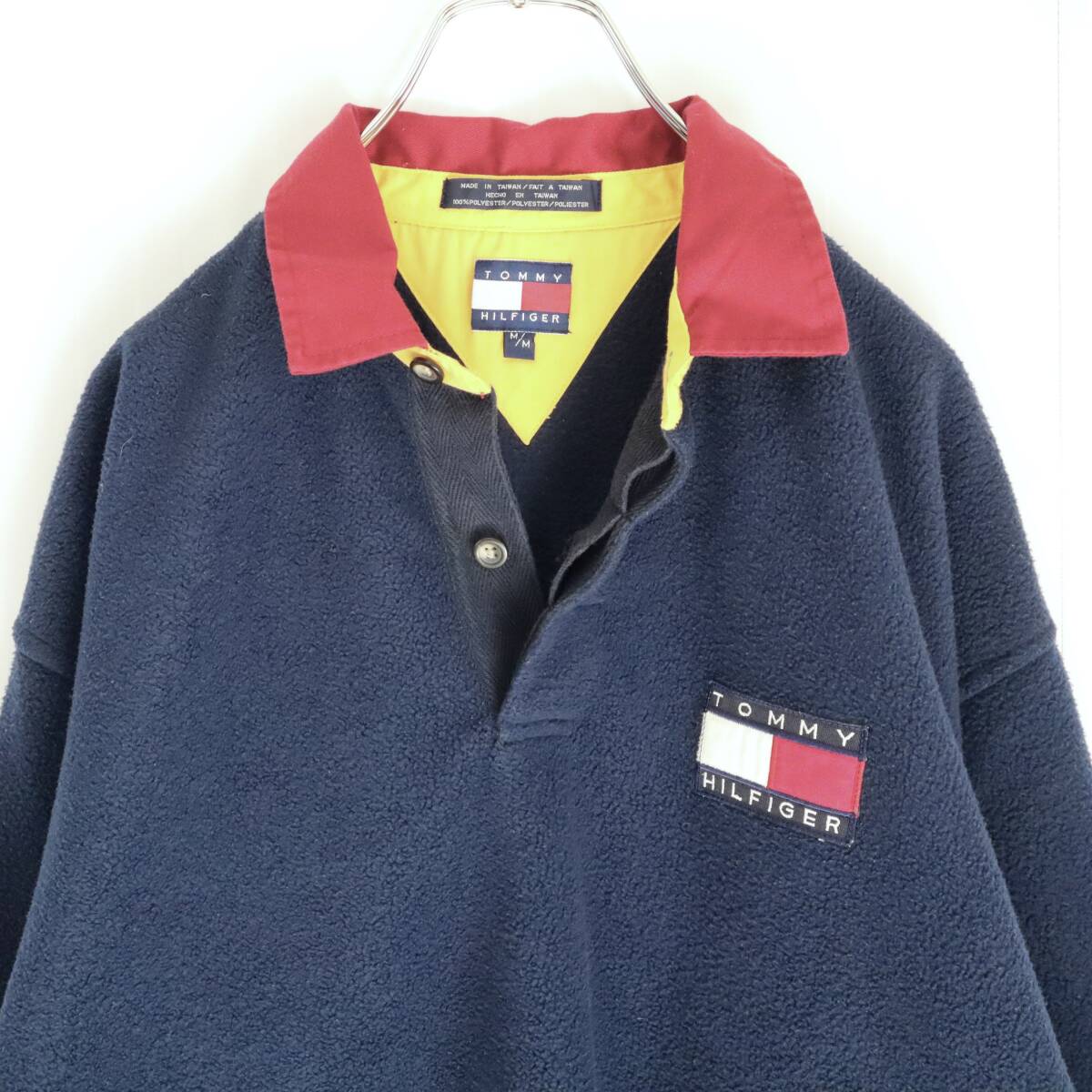 【90s】トミーヒルフィガー フリース 刺繍ロゴ プルオーバー ビンテージ_画像7