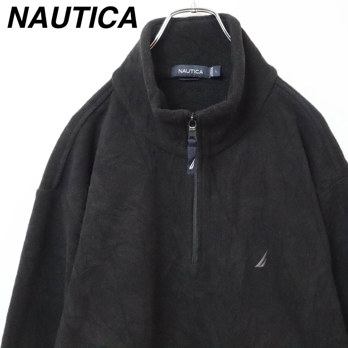 【ハーフジップ】ノーティカ フリースジャケット 刺繍ロゴ プルオーバー Lサイズ_画像1