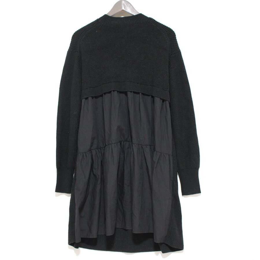 NATURAL BEAUTY BASIC ナチュラルビューティーベーシック 背中切替 編み柄 ワイド幅 チュニックニット 黒_画像2