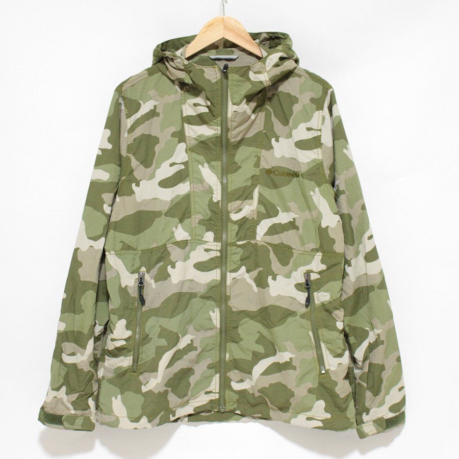 Columbia Colombia Logo камуфляж нейлон 100% Zip f-ti Parker жакет L