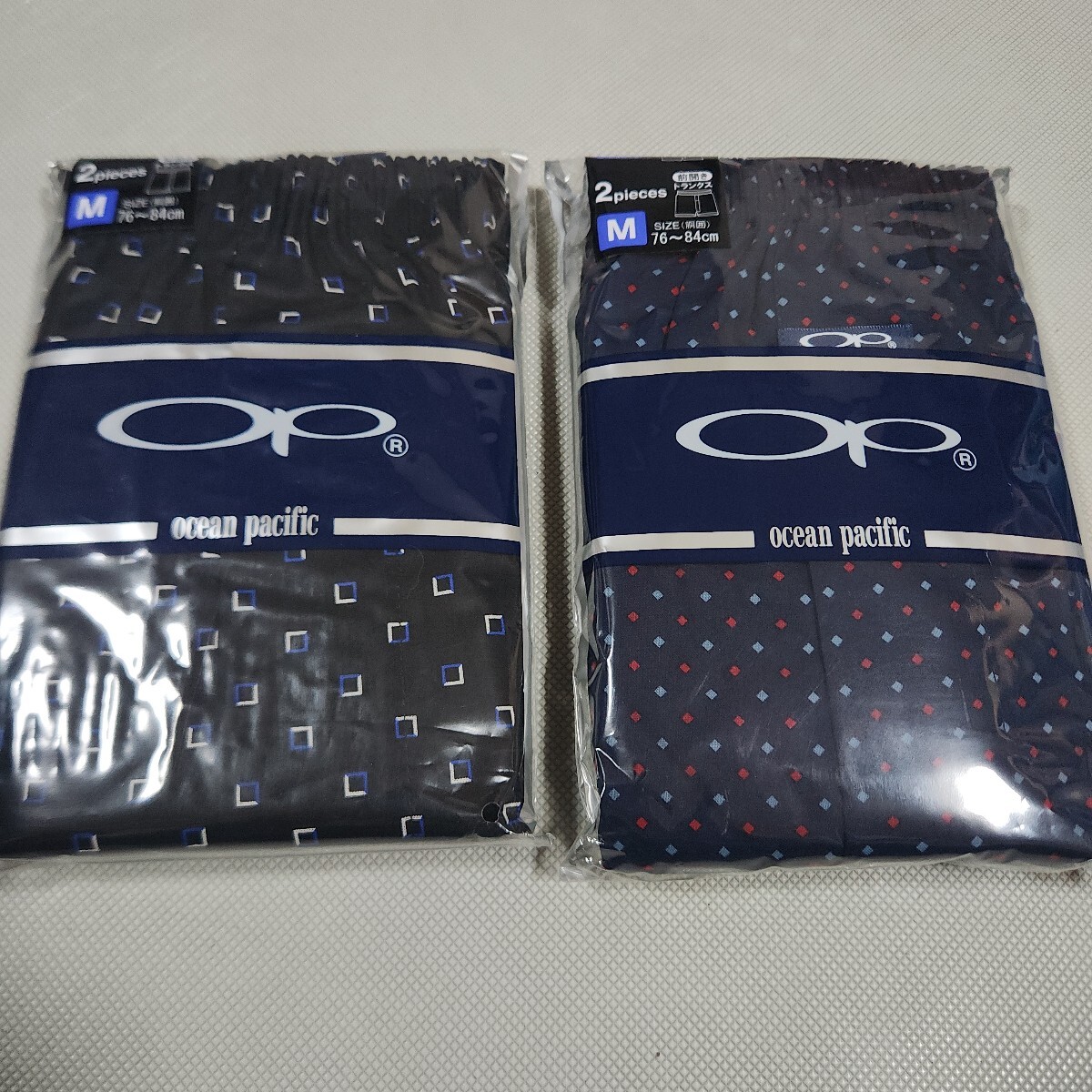 ①OPトランクス　４枚セット　Mサイズ　未使用　前開きトランクス　綿100％　スポーツブランド下着　オーシャンパシフィック　_画像1