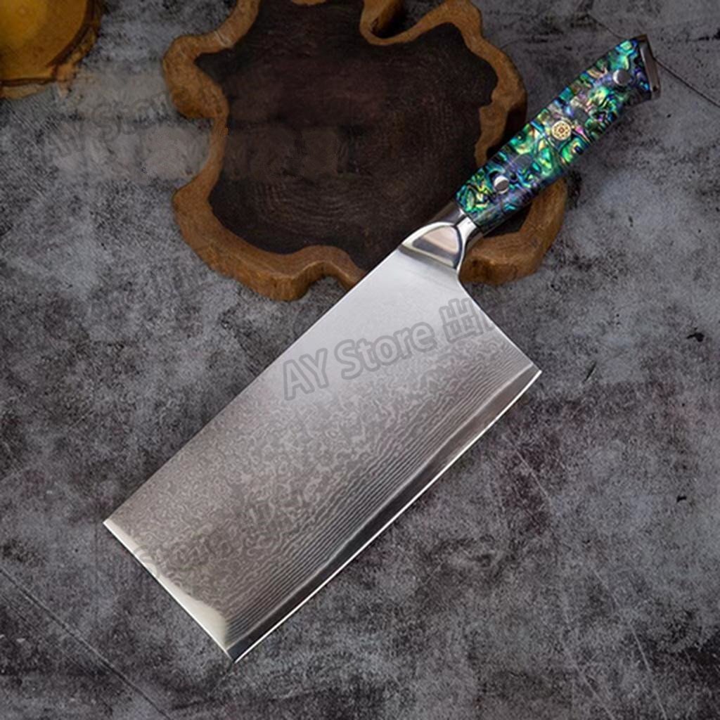 ダマスカスVG10鋼キッチンナイフ 土佐打刃物 中華包丁 両刃 土佐刃物 土佐包丁 中華 包丁 土佐打ち中華包丁 bhw0253_画像1