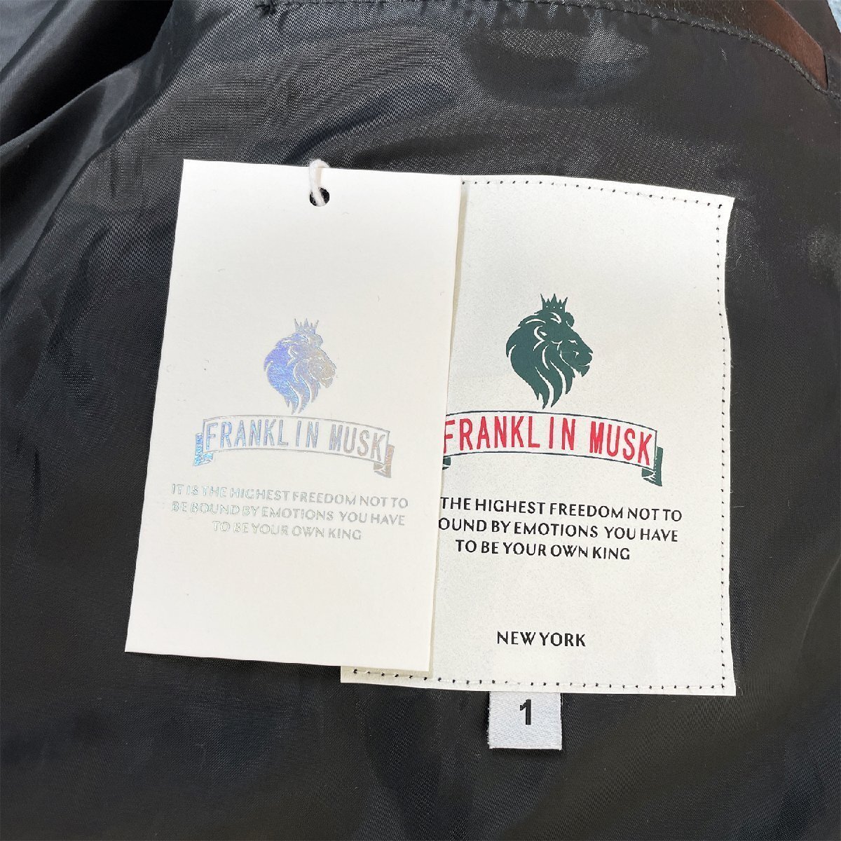 最高峰 定価13万 FRANKLIN MUSK・アメリカ・ニューヨーク発 レザー・グースダウンジャケット 上級羊革 厚手 防寒 ライダース 革ジャン 3_画像8
