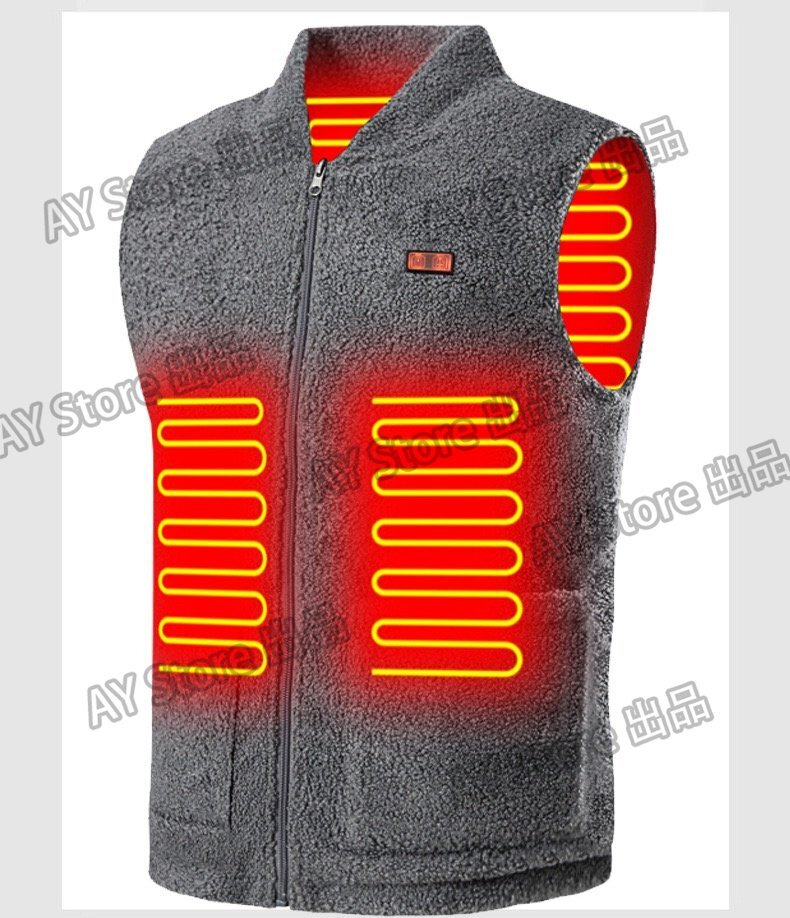 新品電熱ベスト ボアフリースヒーターベスト裹起毛8箇所発熱前後独立温度設定3段階温度調整丸洗い可能厳寒対応日本製炭素繊維材 bhw0358.1_画像9