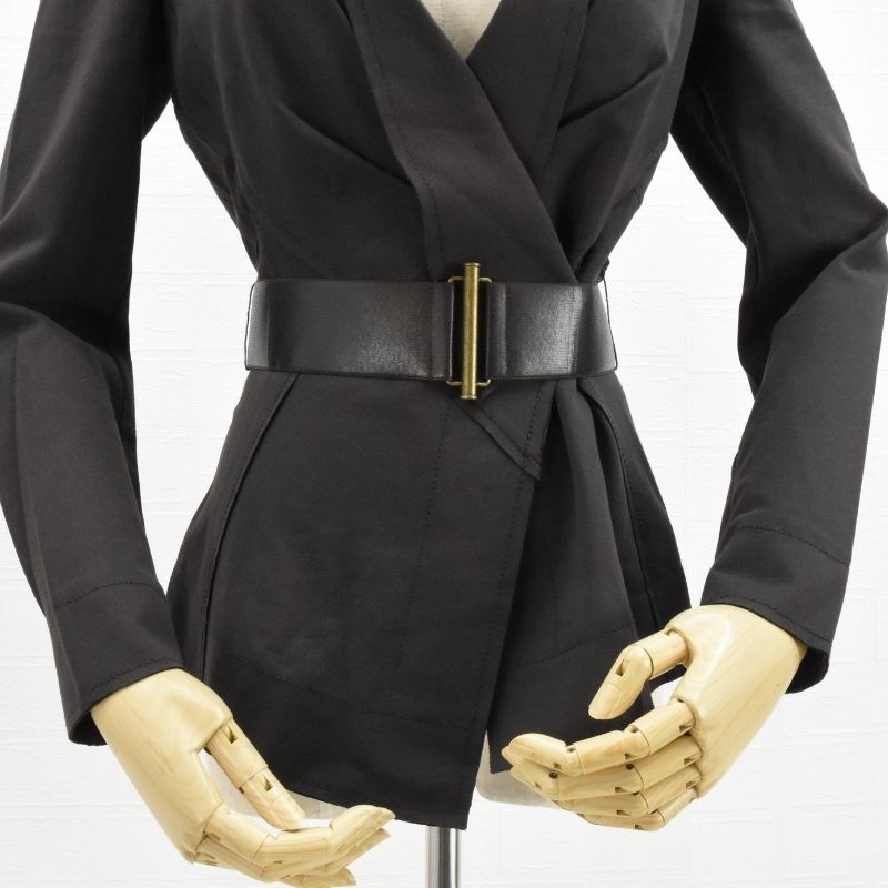 未使用品 ダナキャラン ベルト付ジャージストレッチジャケット ブラウン系 サイズ2 DANNNA KARAN NEW YORK_画像4