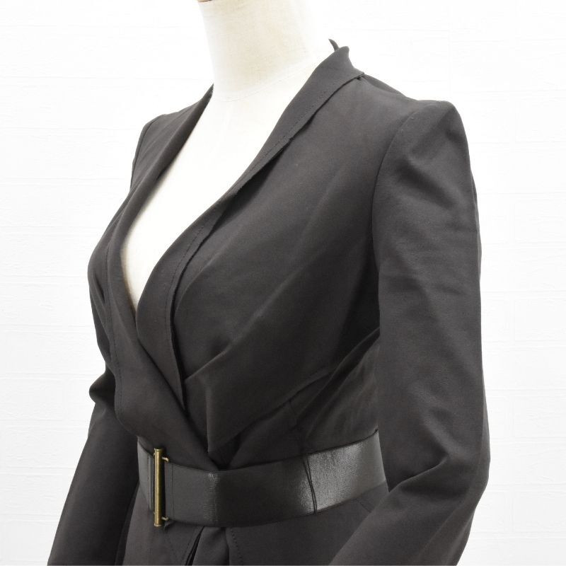 未使用品 ダナキャラン ベルト付ジャージストレッチジャケット ブラウン系 サイズ2 DANNNA KARAN NEW YORK_画像2