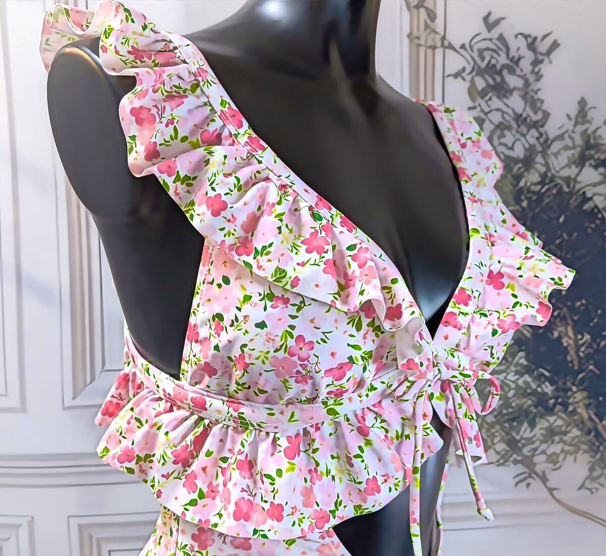 匿名配送♪未使用品♪160cm♪10代女児向き♪フラワープリントとフリルが可愛い♪ワンピース水着☆彡_画像8