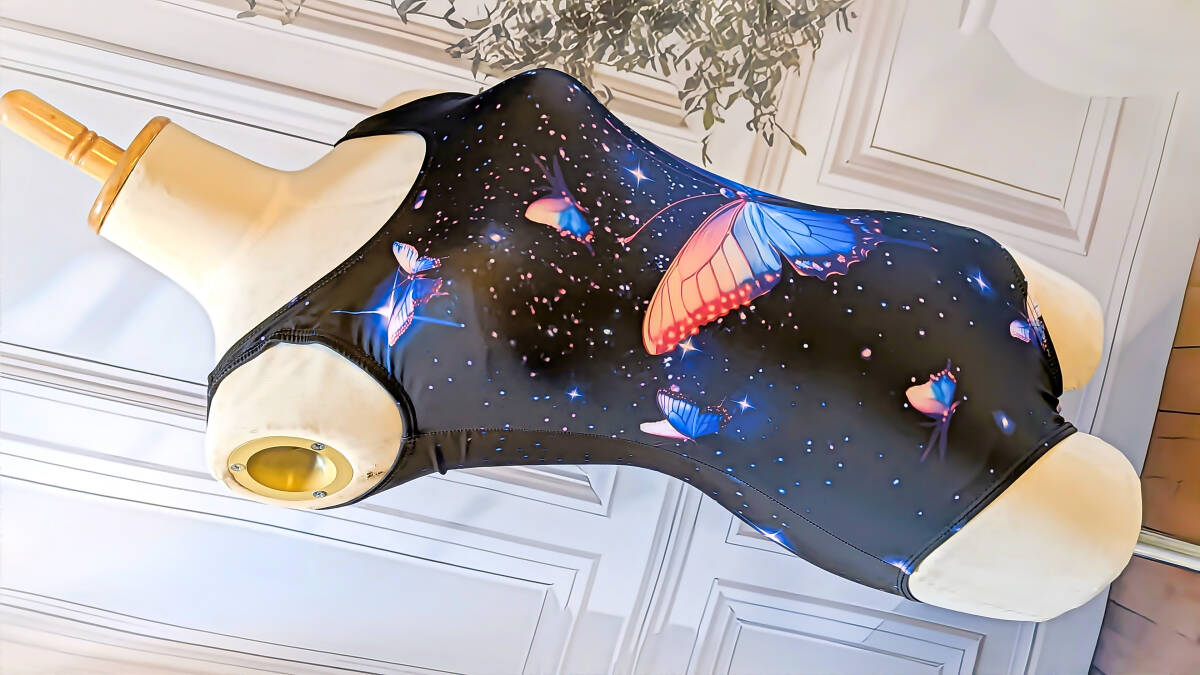 匿名配送♪未使用品♪160cm♪夢の星空と蝶のプリントが幻想的♪女児用ワンピース水着☆彡_画像6