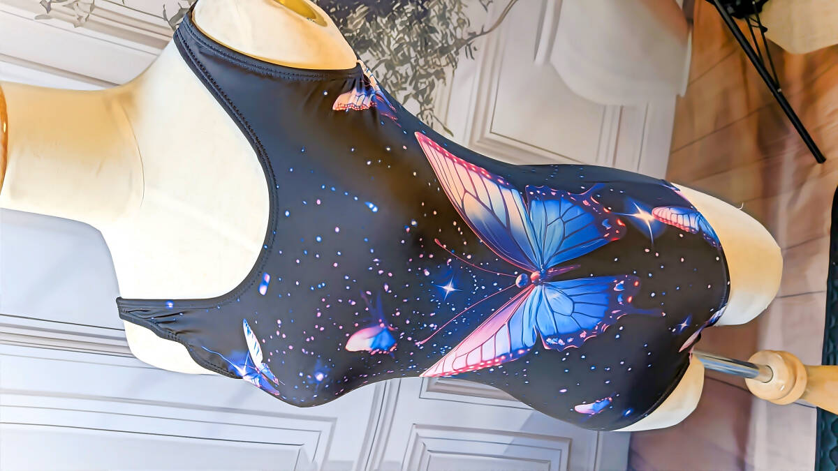 匿名配送♪未使用品♪160cm♪夢の星空と蝶のプリントが幻想的♪女児用ワンピース水着☆彡_画像10