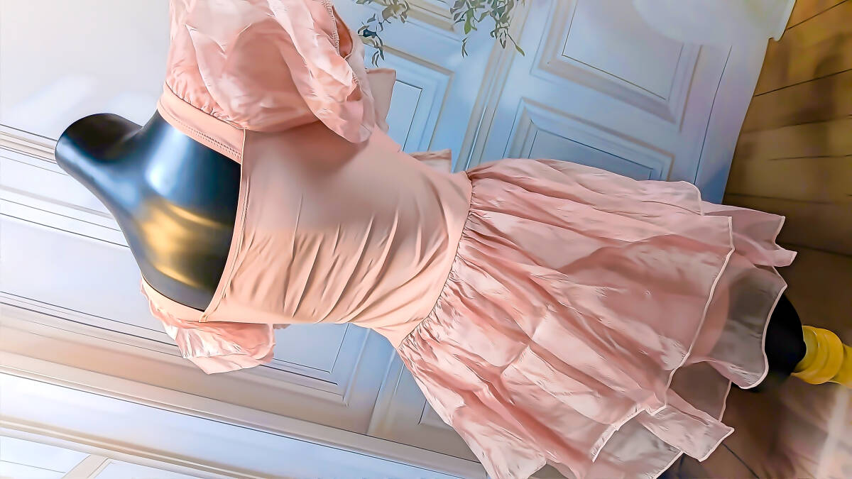 匿名配送♪未使用品♪Lサイズ♪エレガントなメッシュ素材♪ビーチパーティに最適なピンクワンピース水着☆彡_画像5