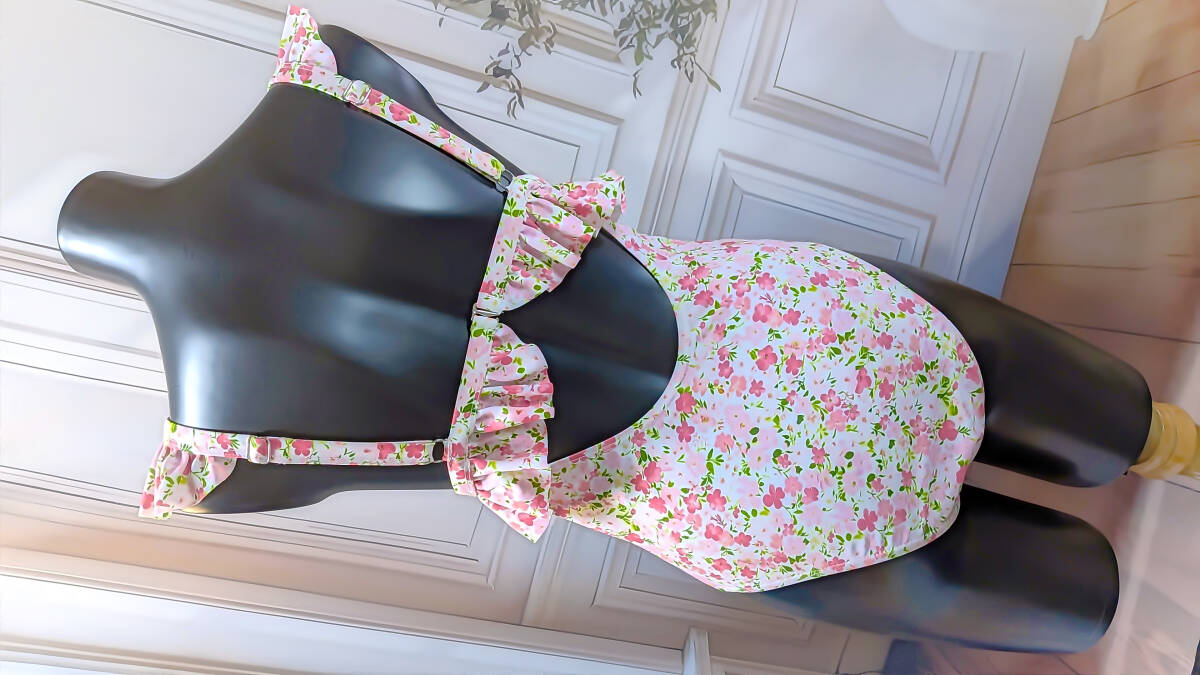 匿名配送♪未使用品♪160cm♪10代女児向き♪フラワープリントとフリルが可愛い♪ワンピース水着☆彡_画像4