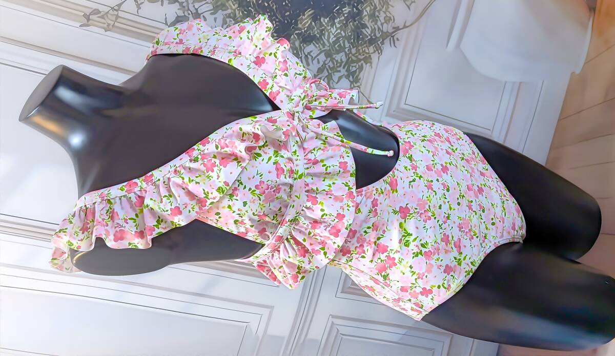 匿名配送♪未使用品♪160cm♪10代女児向き♪フラワープリントとフリルが可愛い♪ワンピース水着☆彡_画像6