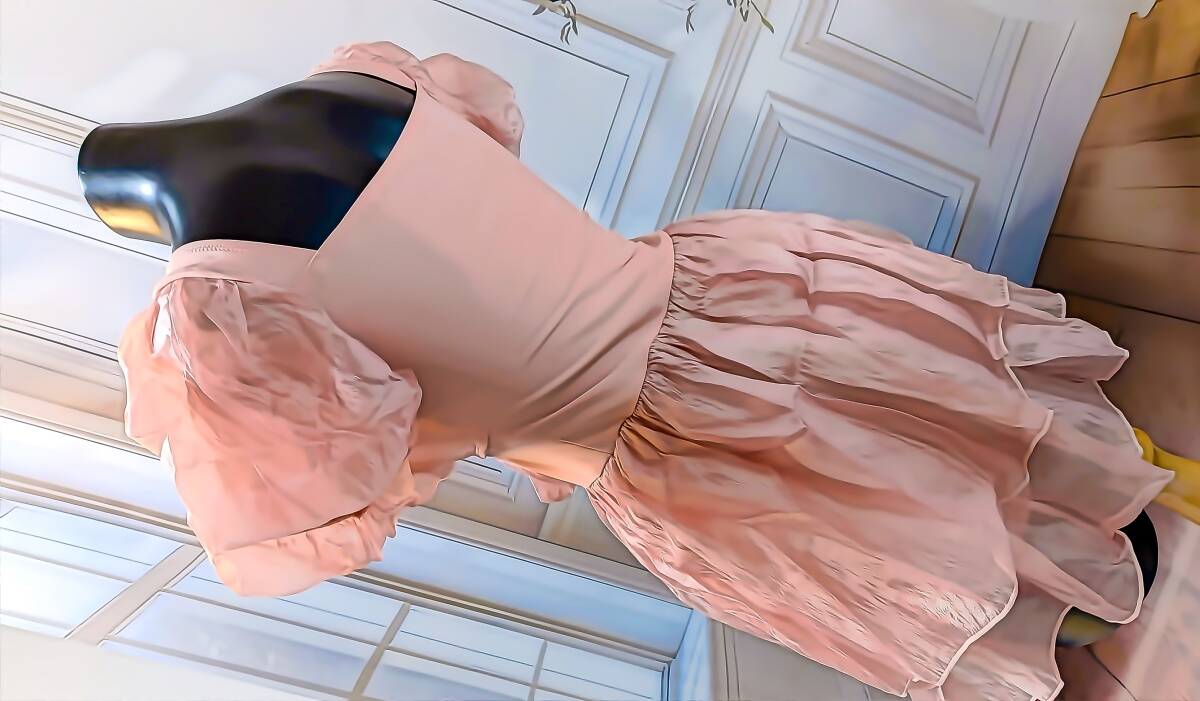 匿名配送♪未使用品♪Lサイズ♪エレガントなメッシュ素材♪ビーチパーティに最適なピンクワンピース水着☆彡_画像3