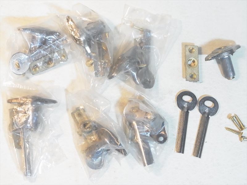 送料無料 昭和レトロ 襖締錠 フスマ 真鍮 シリンダー 7個 ひし形 未使用品_画像1