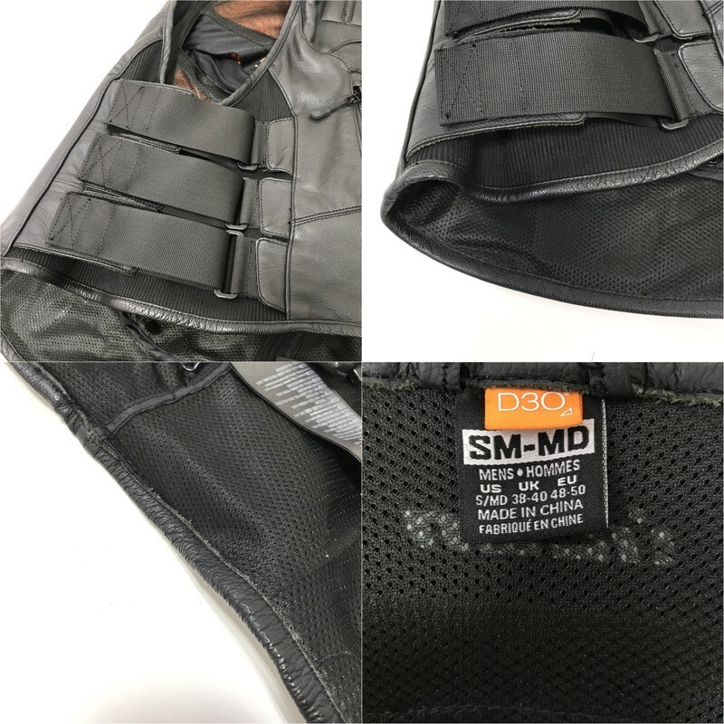 ICON アイコン REGULATOR VEST D30 レザーベスト 本革 バイクウェア メンズ ブラック 黒 SM-MD オートバイ ツーリング 古着 ◇TA3668_画像7