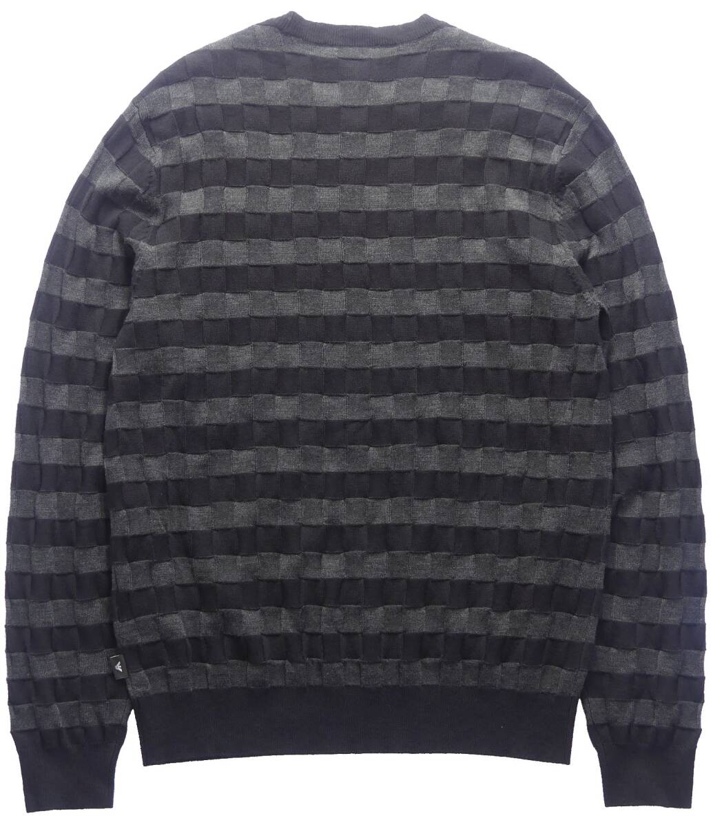 秋冬物55,000円新品EMPORIO ARMANIアルマーニ★編み込み風の立体感が目を引くお洒落◎ボーダーニット【欧米XL＝日本XXL】_画像3