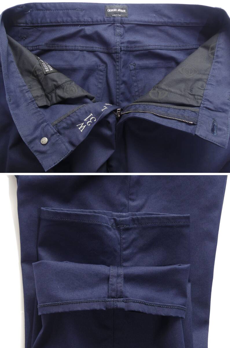 通年物96,000円新品GIORGIO ARMANIアルマーニ★永く愛用できる丈夫なツイルクロス紺ストレッチ5ポケット【31インチ】_画像9