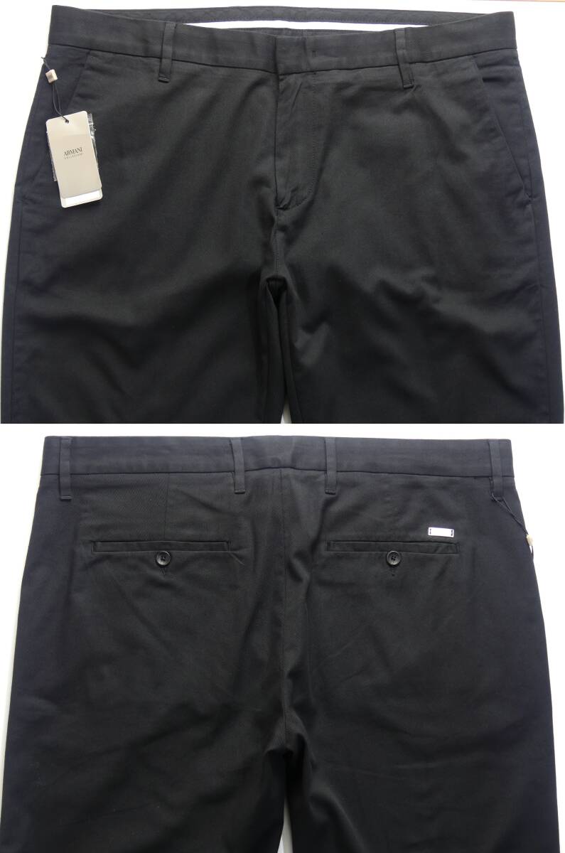 通年物48,000円新品ARMANI COLLEZIONIアルマーニ★万能の定番品。厚手ストレッチツイルのブラックスラックス【54＝40インチ】_画像6
