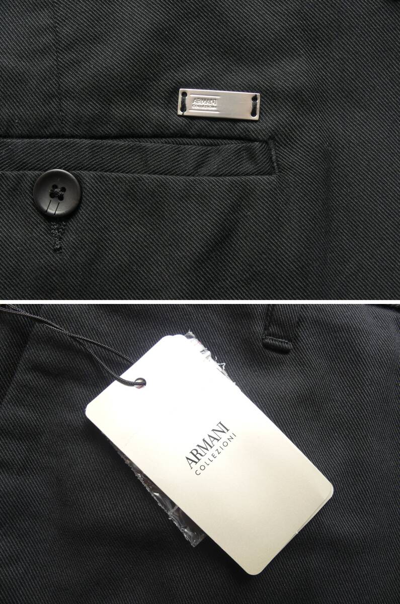 通年物48,000円新品ARMANI COLLEZIONIアルマーニ★万能の定番品。厚手ストレッチツイルのブラックスラックス【54＝40インチ】_画像7