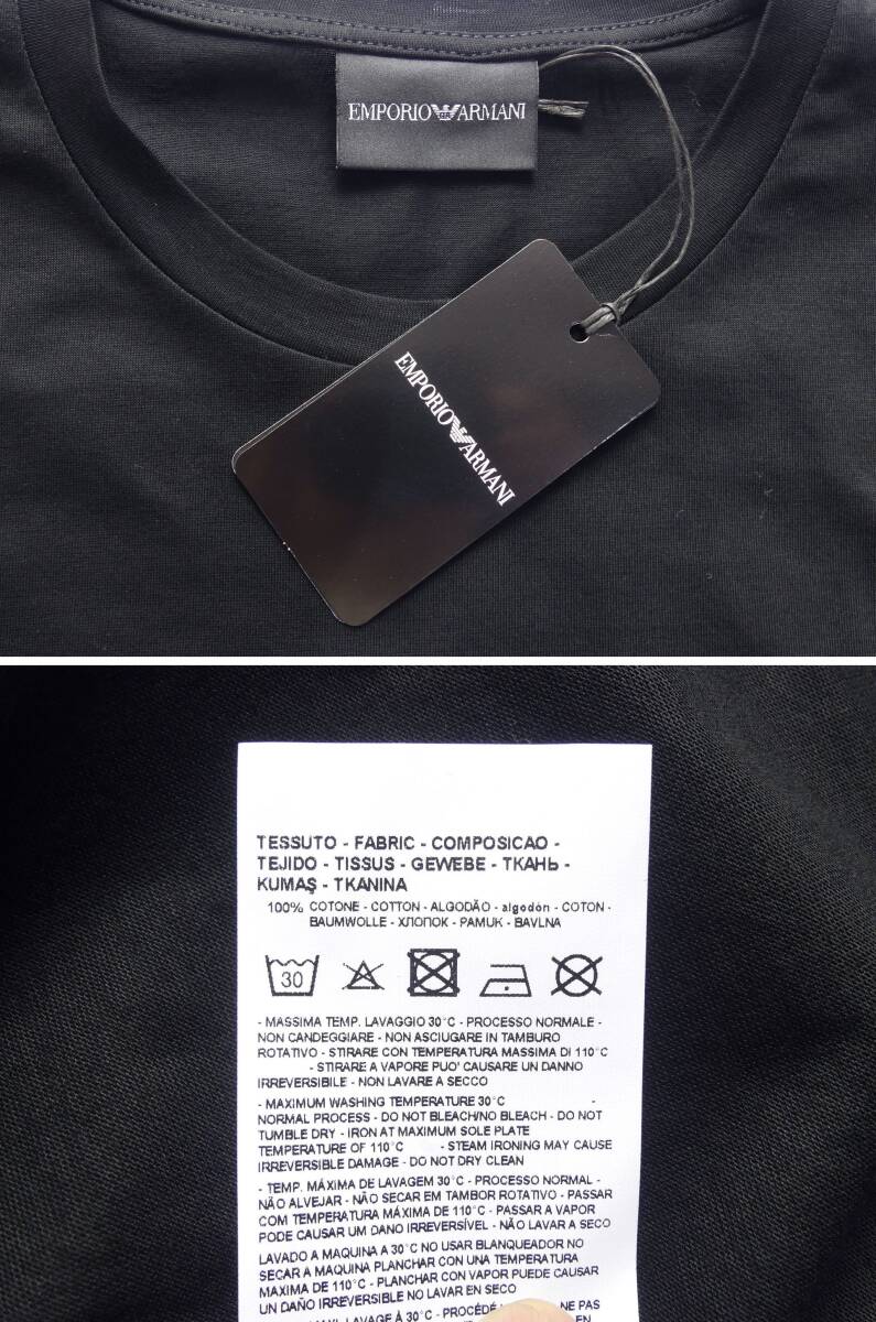 秋冬春44,000円新品EMPORIO ARMANIアルマーニ★刺繍ロゴが施されたプレーンな3シーズン用カットソー濃紺【欧米XL＝日本XL】_画像7