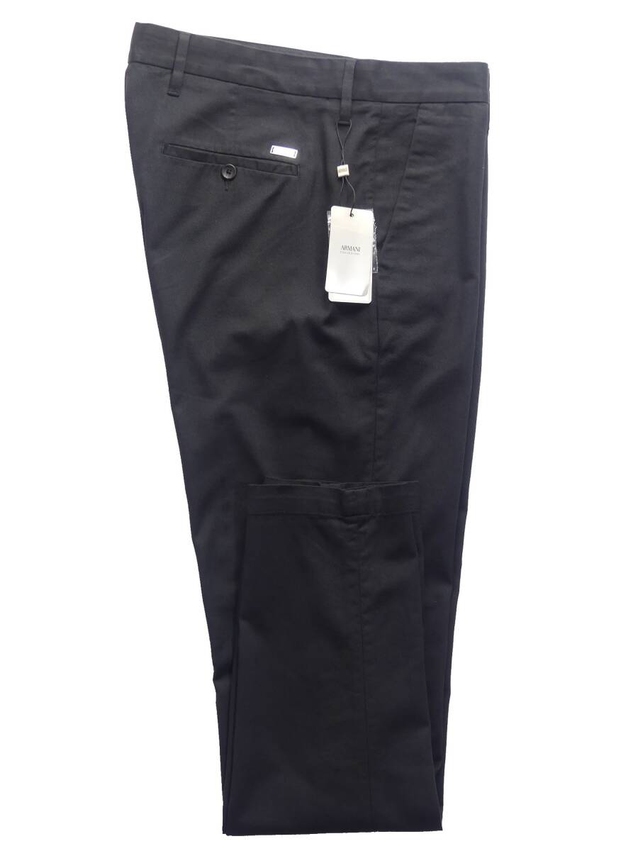 通年物48,000円新品ARMANI COLLEZIONIアルマーニ★万能の定番品。厚手ストレッチツイルのブラックスラックス【54＝40インチ】_画像4