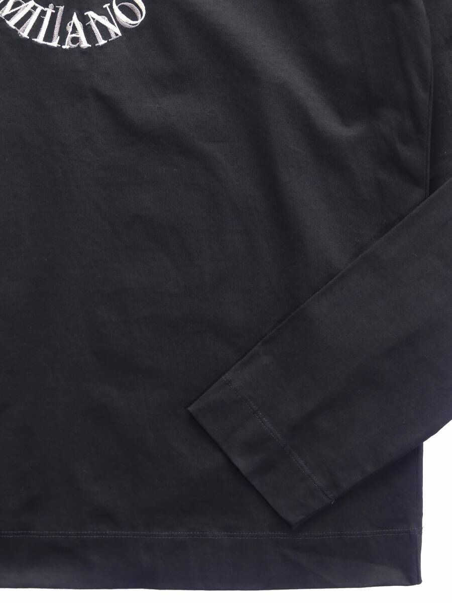 秋冬春44,000円新品EMPORIO ARMANIアルマーニ★刺繍ロゴが施されたプレーンな3シーズン用カットソー濃紺【欧米XL＝日本XL】_画像5