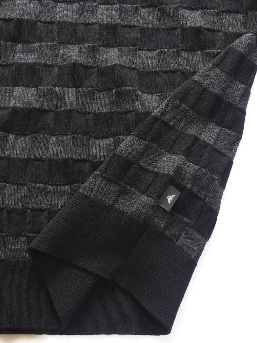 秋冬物55,000円新品EMPORIO ARMANIアルマーニ★編み込み風の立体感が目を引くお洒落◎ボーダーニット【欧米XL＝日本XXL】_画像6