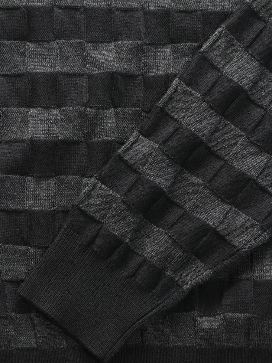 秋冬物55,000円新品EMPORIO ARMANIアルマーニ★編み込み風の立体感が目を引くお洒落◎ボーダーニット【欧米XL＝日本XXL】_画像7