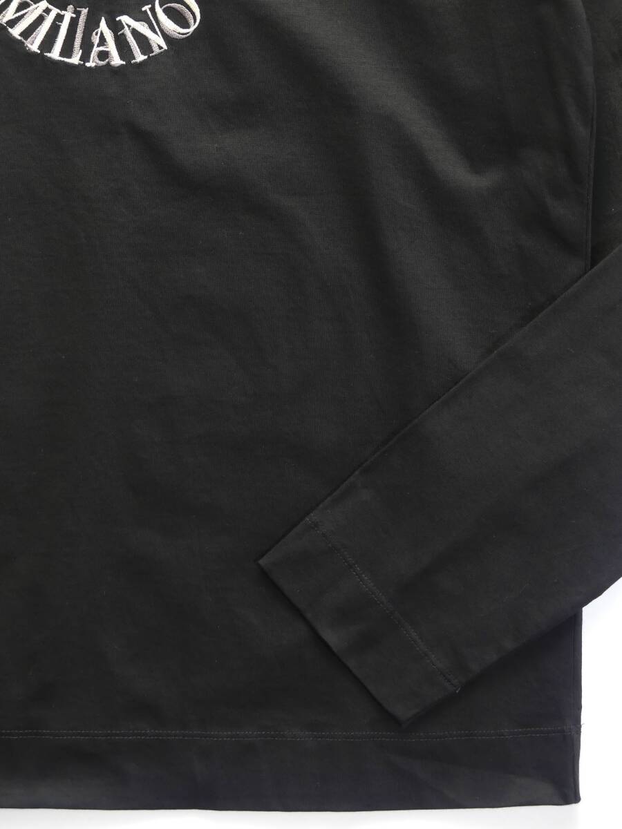 秋冬物44,000円新品EMPORIO ARMANIアルマーニ★刺繍ロゴが施されたプレーンな3シーズン用カットソー黒【欧米M＝日本M】_画像5