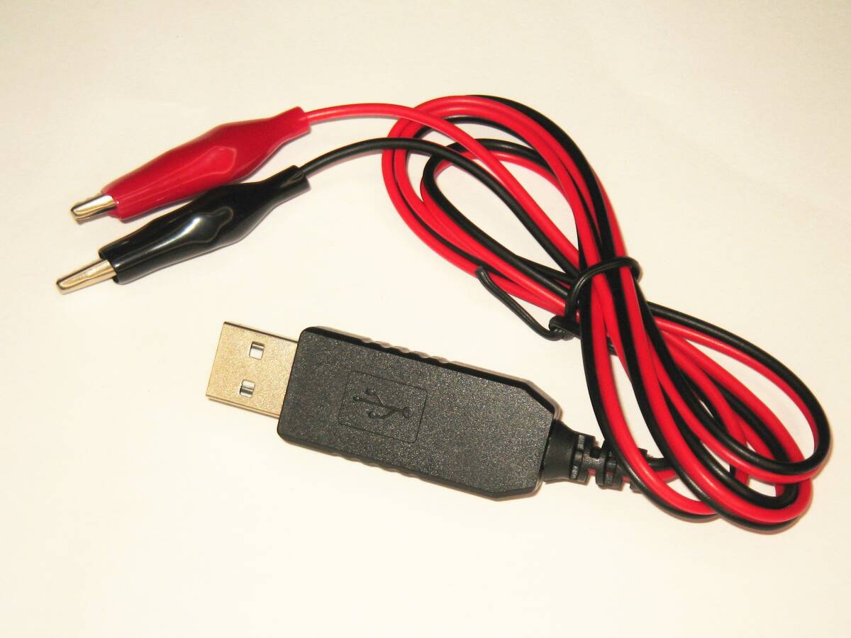 (送料140円～) USB 5V → ワニ口クリップ ３V DC 変換 アダプタ― ケーブル 電源 （1.5v乾電池2本相当）#2938 在庫２_画像1