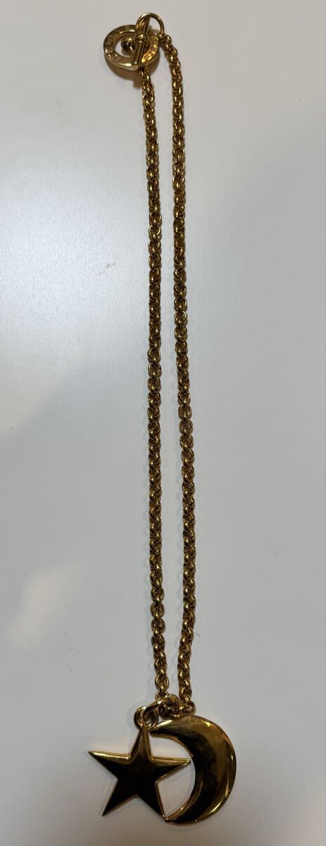 【1円スタート】CELINE セリーヌ ヴィンテージ ネックレス ゴールド スター＆ムーン トグル チャーム MADE IN FRANCE_画像5