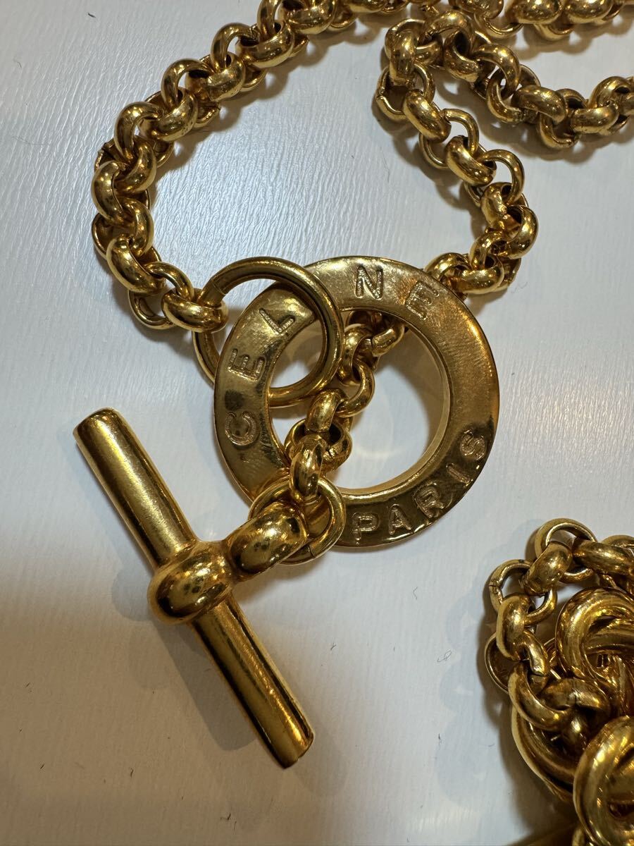 【1円スタート】CELINE セリーヌ ヴィンテージ ネックレス ゴールド スター＆ムーン トグル チャーム MADE IN FRANCE_画像4