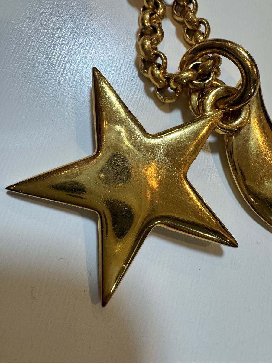 【1円スタート】CELINE セリーヌ ヴィンテージ ネックレス ゴールド スター＆ムーン トグル チャーム MADE IN FRANCE_画像6