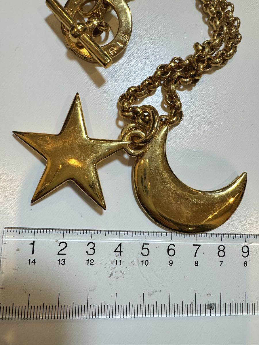 【1円スタート】CELINE セリーヌ ヴィンテージ ネックレス ゴールド スター＆ムーン トグル チャーム MADE IN FRANCE_画像8