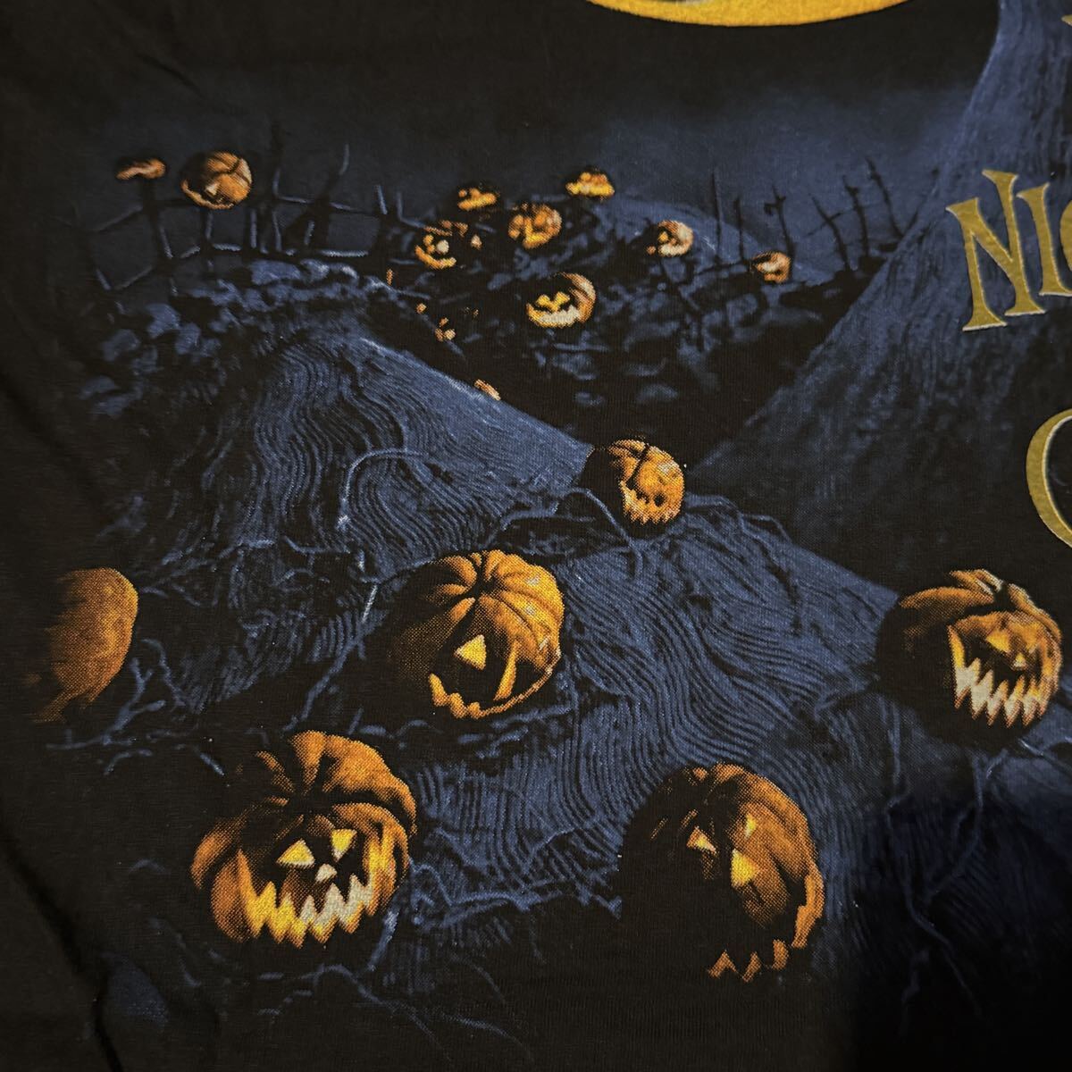 送料無料サイズL★ラスト1点★ナイトメアービフォアクリスマス★フェードTシャツ黒灰★映画ムービー★93年ミュージカルアニメ★シングル_画像10