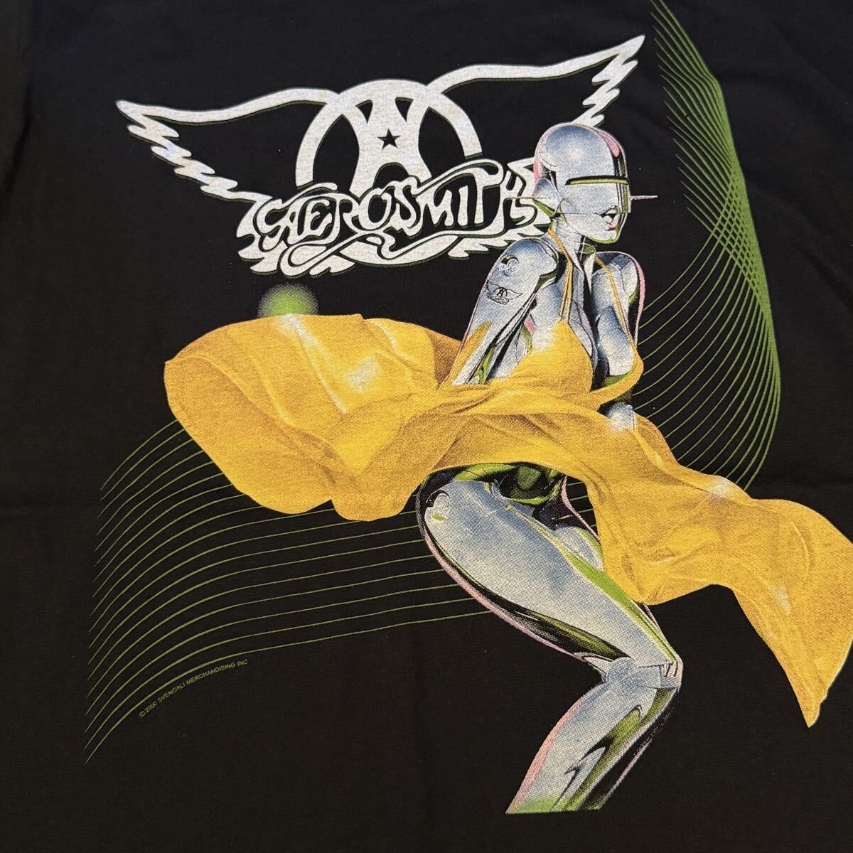 送料無料サイズL★ラスト1点★エアロスミス★JUST PUSH PLAY★空山基Tシャツ黒★GILDAN製★バンドT★AERO SMITH★ギルダン_画像2