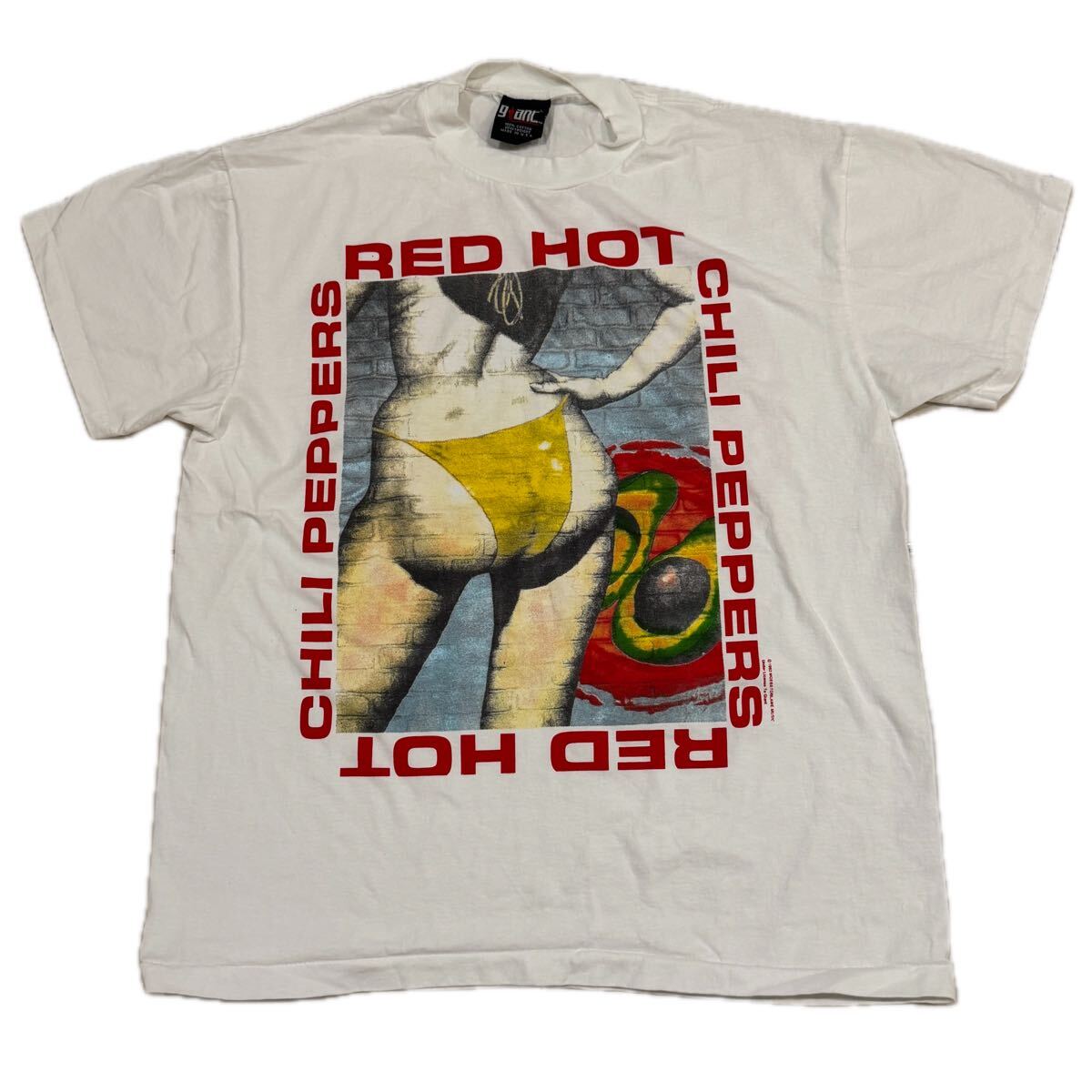 送料無料サイズXL★ラスト1点★レッチリ★ビキニTシャツ白★水着★レッドホットチリペッパーズ★バンドT★シングルステッチ_画像1