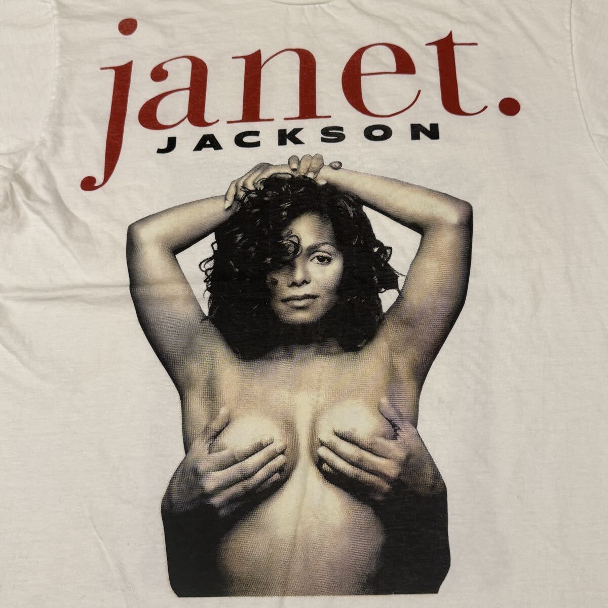 送料無料サイズL★ラスト1点★TULTEX★ジャネット・ジャクソン★バルセロナ公演Tシャツ白★JanetJackson★マイケル★シングルステッチ_画像2