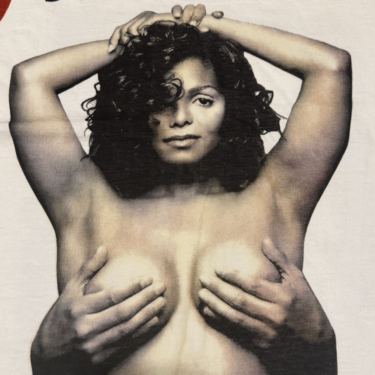 送料無料サイズL★ラスト1点★TULTEX★ジャネット・ジャクソン★バルセロナ公演Tシャツ白★JanetJackson★マイケル★シングルステッチ_画像3