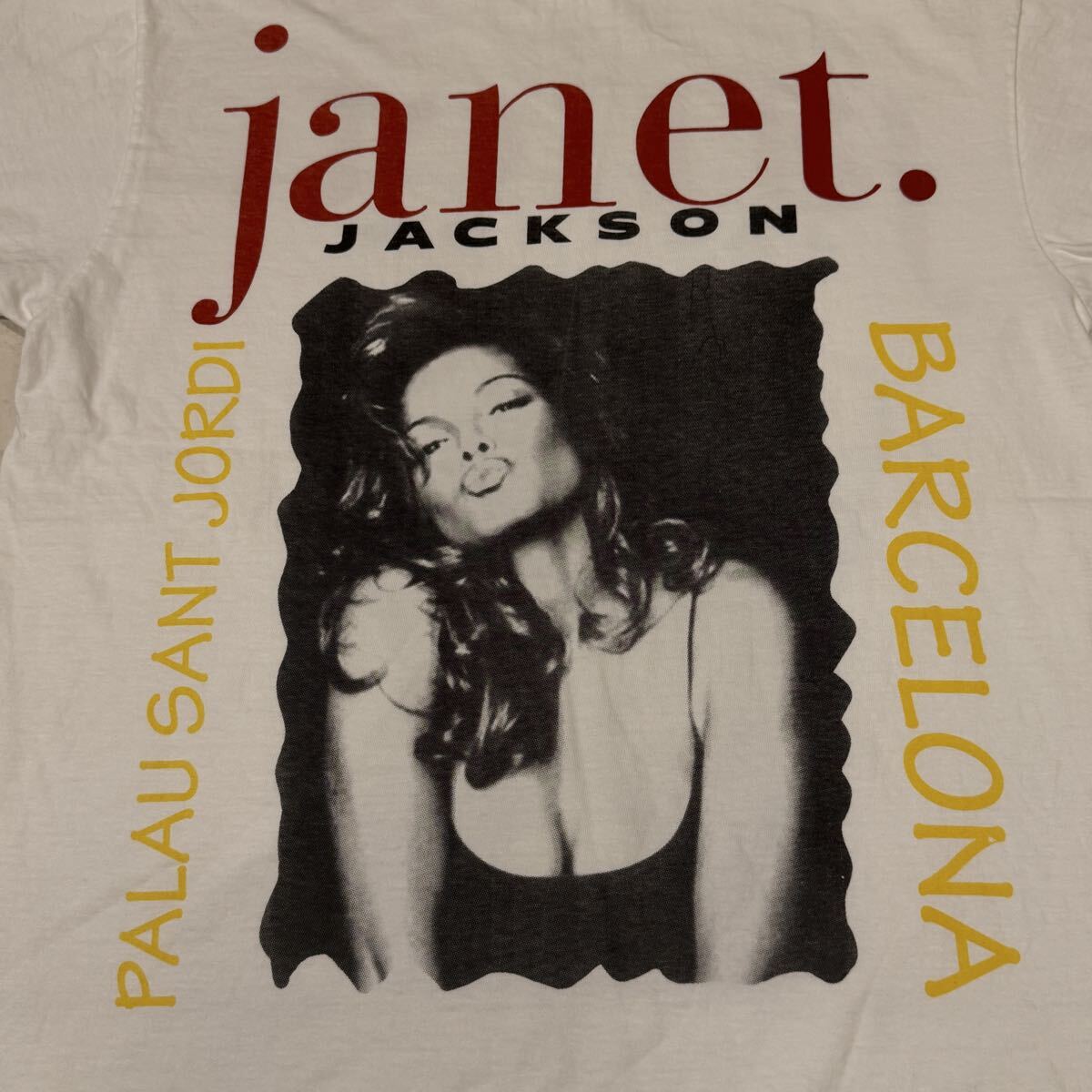 送料無料サイズL★ラスト1点★TULTEX★ジャネット・ジャクソン★バルセロナ公演Tシャツ白★JanetJackson★マイケル★シングルステッチ_画像7