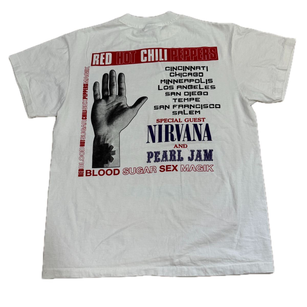 送料無料サイズL★ラスト1点★レッドホットチリペッパーズ★BLOOD SUGAR ★91年ツアーTシャツ白★レッチリ★バンドT★シングルステッチ_画像5