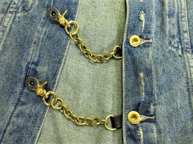 デニム ジャケット ＆ ベストに！ ベスト エクステンダー 2個セット チェーン ブラス 真鍮（鎖 ライダース ベスト バイカー ジージャン_画像1